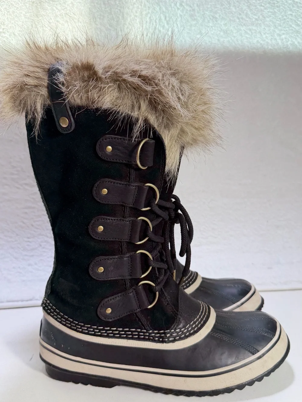 Sorel Joan of Arctic Waterproof Suede Snow Boots Black Womens Size 10 Winter